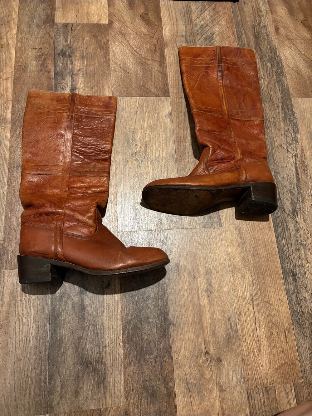 Vintage Boots Longhorn Style Tall Brown Boots